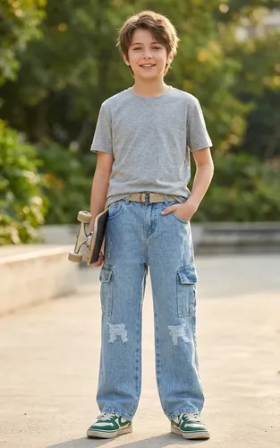 Pantalon Jeans Cargo K1000 Celeste Nene