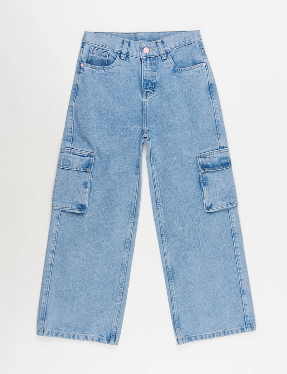 Pantalon Jeans Cargo K1000 Celeste Nene