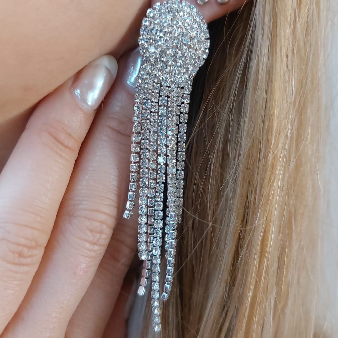 Aro Con Strass Largo  Colgante